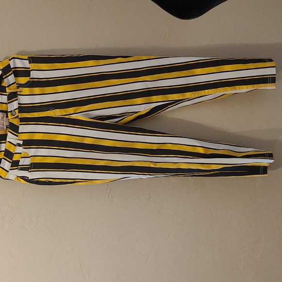 Pants - Donna L Oren yellow,  black, white stripe pants